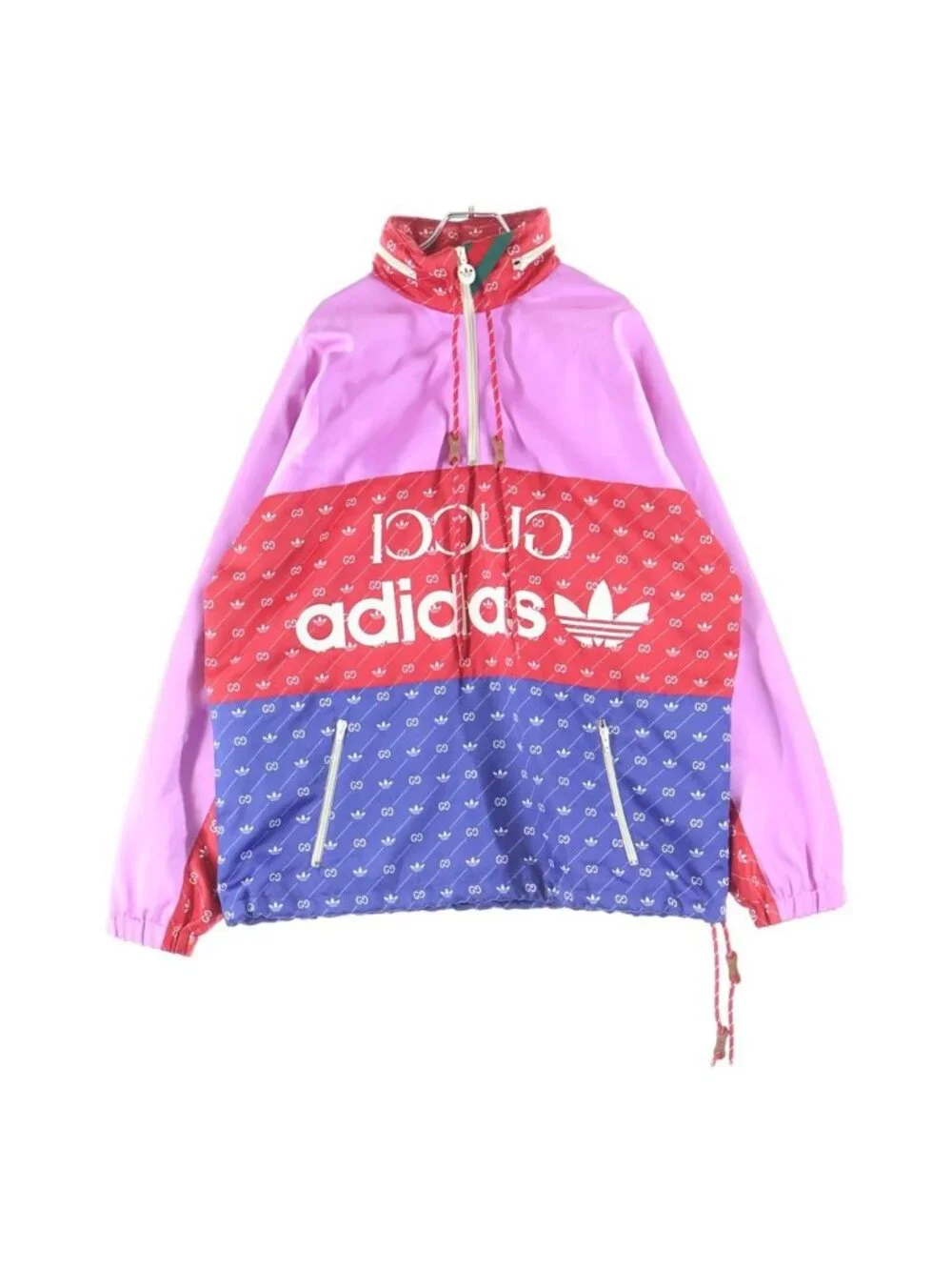 Gucci Adidas Pullover Jacket Logo Nylon Anorak Hoodie Pink